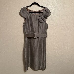 Elegant Gray Belted Dress